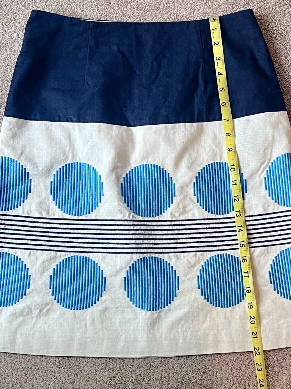 Boden Navy and Bright Blue Dot A-Line Skirt - Picture 5 of 8